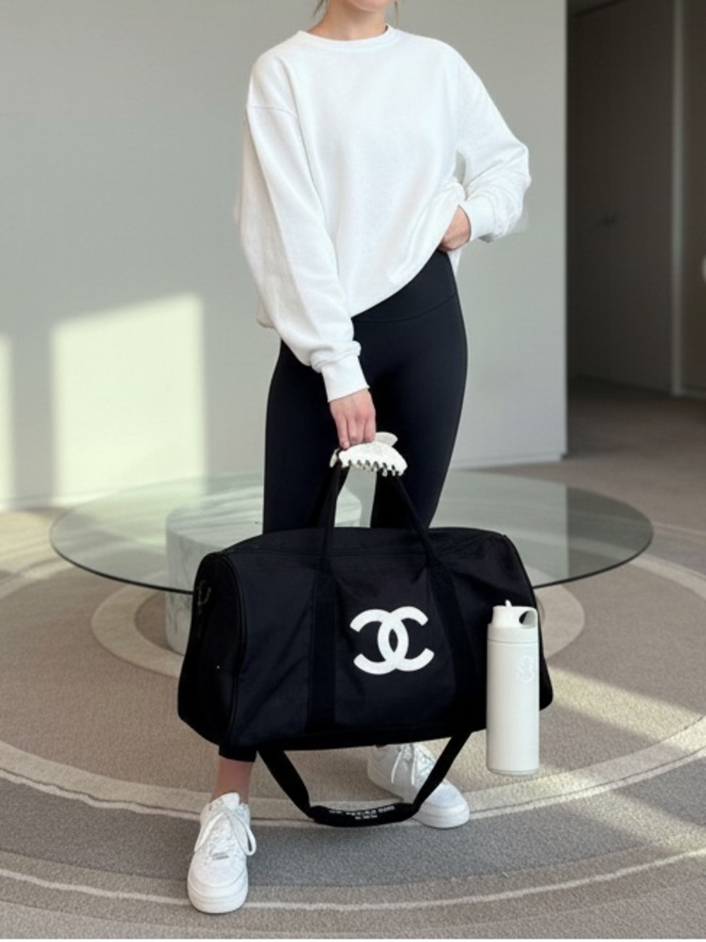 NEW CHANEL GWP Duffel Gym Bag with White CC Logo